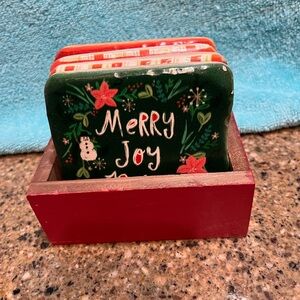 Creative Co-Op Holiday Coasters in Red and Green